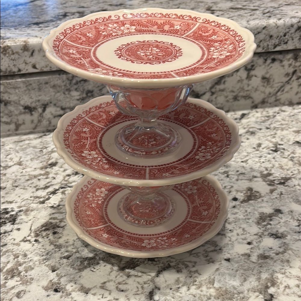 3-Tier Repurposed 1950's Syracuse Vintage China serve-ware
